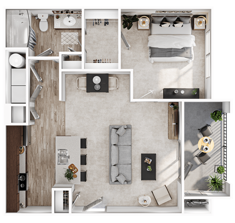 a floor plan of a house with a bedroom and a living room